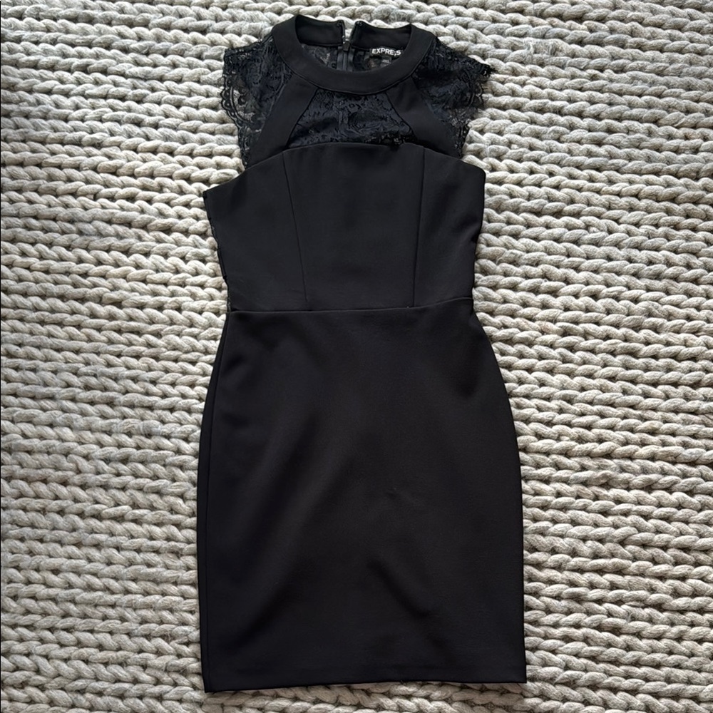 Express Black Mock Neck Mini Dress